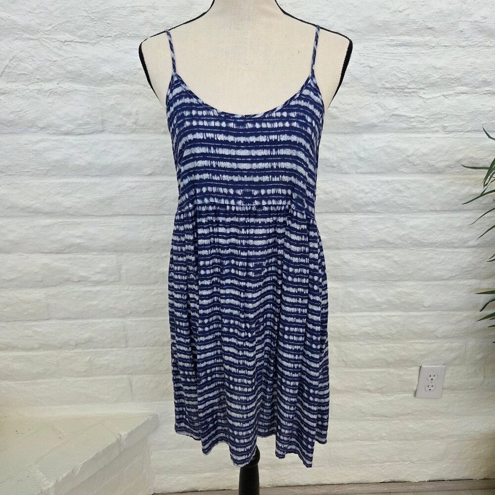 ROXY Dress Medium Blue White Sundress Cover Up Womens Mini Summer Short - Picture 3 of 10